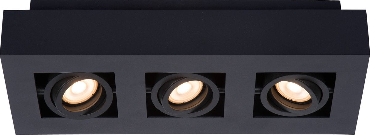 Lucide xirax - plafondspot (plafondlamp) - led dim to warm - gu10 - 3x5w 2200k 3000k - zwart