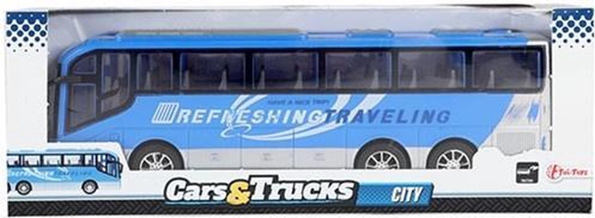 Toi-Toys Autos, LKW, Reisebus, blau, Reibungsantrieb, 32 cm