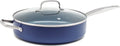 Blue diamond hapjespan - met deksel - 28 cm - blauw - inductie -anti-aanbak - pfas-vrij