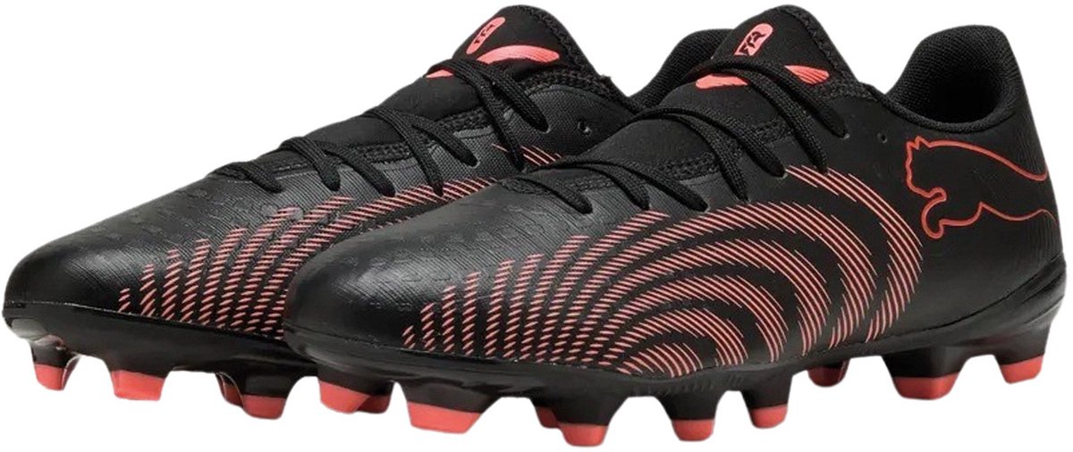 Puma future 9 play fg ag unisex sportschoenen - black-glowing red-strong gray 44.5