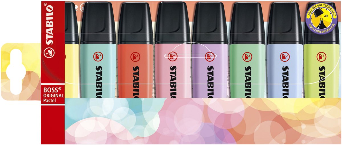 Stabilo boss original pastel - markeerstift - set 8 stuks