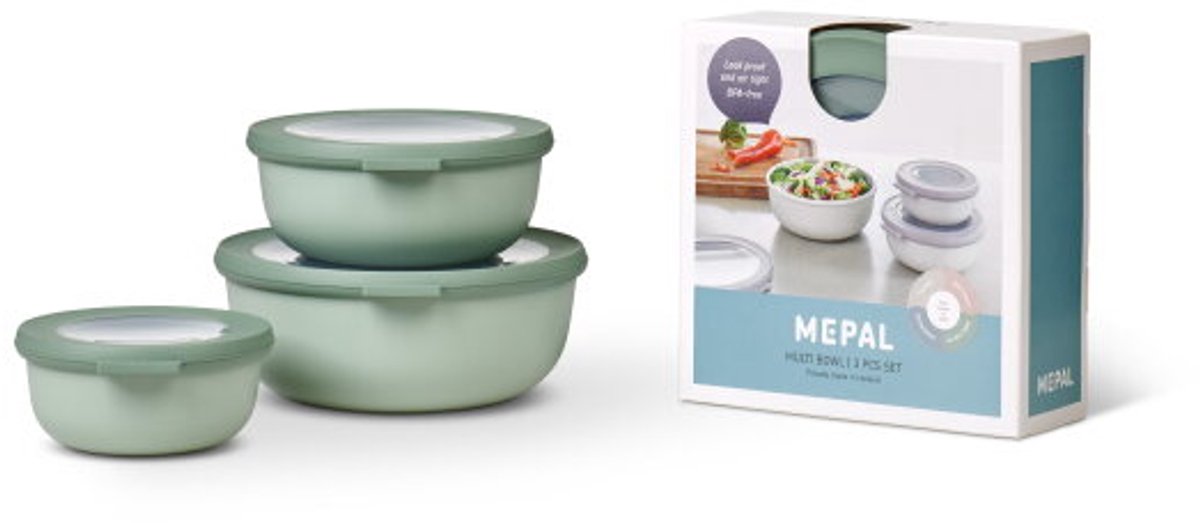Mepal - multikom cirqula vershouddoos set - 350 + 750 + 1250 ml - rond - nordic sage