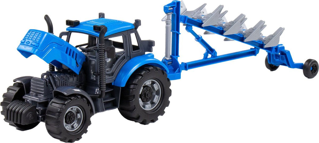 Cavallino-Traktor mit Pflug, blau, Maßstab 1:32
