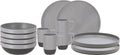 Travellife vita camping serviesset grijs 12-delig - keramiek look - stevig en krasbestendig melamine