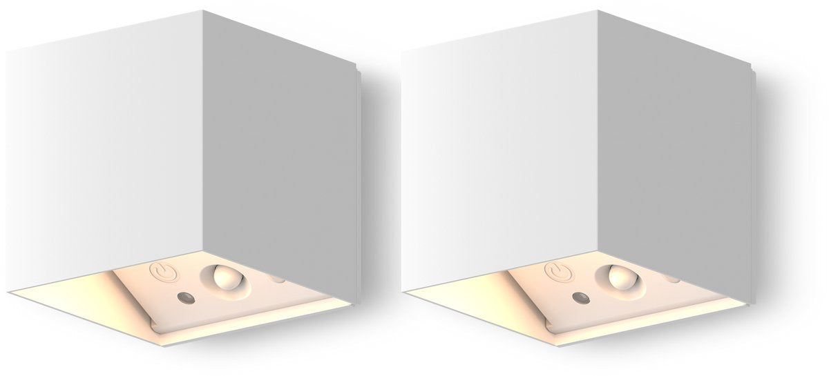 Calex falerna wandlamp - 2 stuks - buitenlamp met bewegingssensor - up en down tuinverlichting - dimbaar - oplaadbaar - wit