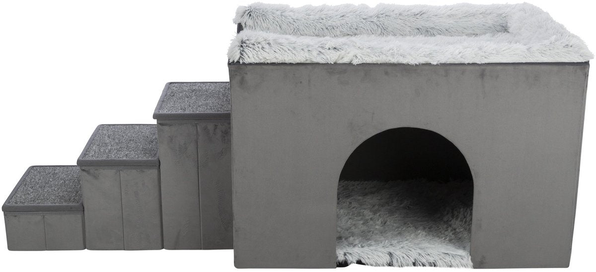 Trixie - hondenmand - huis harvey met trap - grijs wit - 154x60x60 cm