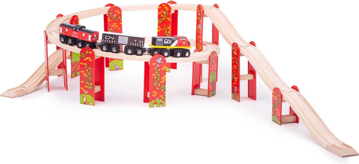 Bigjigs Holzschienen-Viadukt-Erweiterungsset, 27-teilig.