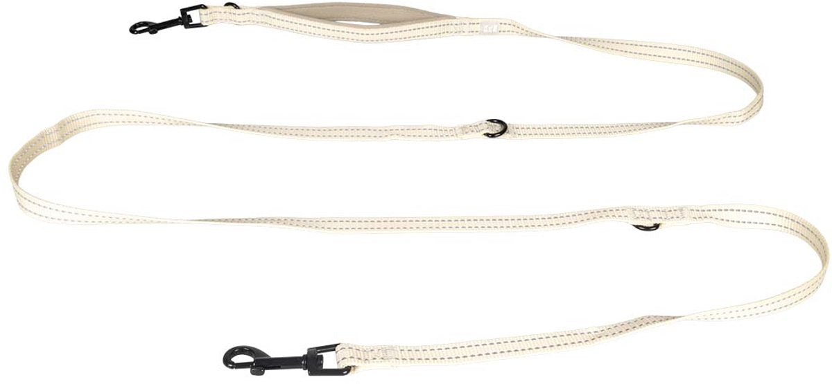 Explor duvoplus ultimate fit trainingslijn hond - 4 gebruiksmogelijkheden met 2 musketonhaken - reflecterend - 220cm x 25mm - antique white