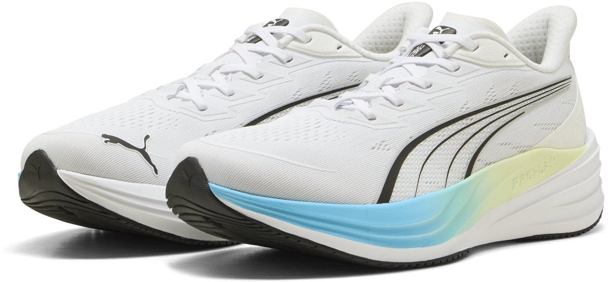 Puma darter pro 2 unisex sportschoenen - white-vibrant blue- black-apple spritz 40