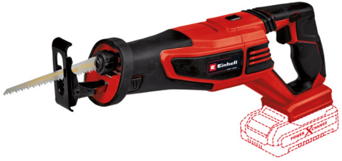 Einhell accu reciprozaag tp-ap 18 28 li bl solo - power x-change - 18 v li-ion - 0-2.600 t min - slaghoogte: 22 mm - max. zaagdiepte (hout kunststof metaal): 200 20 12 mm - incl. 1x zaagblad voor hout - excl. accu en lader