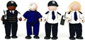 Tidlo Holzpuppenhaus-Puppen Polizei und Räuber, 4er-Set.