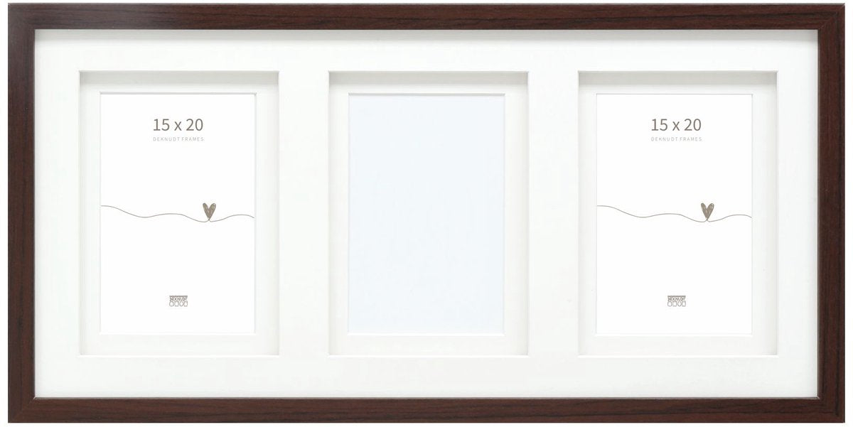 Deknudt frames multifotolijst - bruin - passe-partout - 3 foto's 15x20