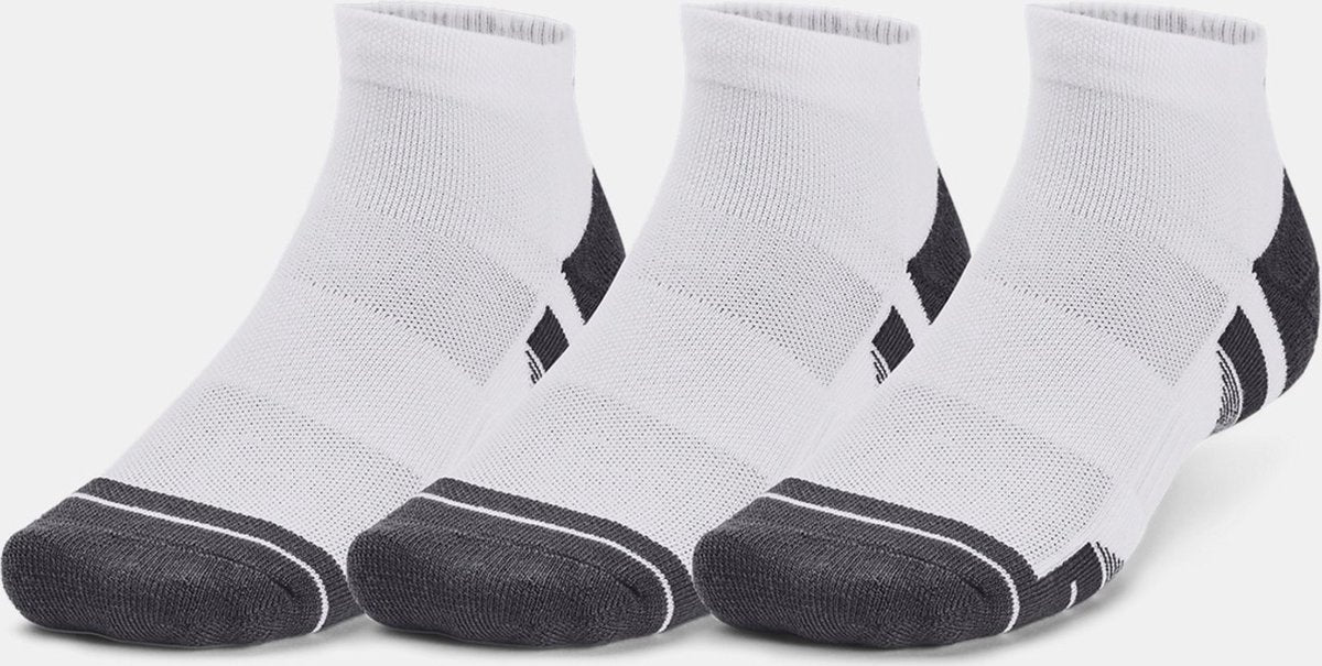 Under armour ua performance tech 3pk low-wht unisex sportsokken - wit - jet grijs 43-47