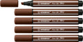Stabilo pen 68 max – premium viltstift met dikke beitelpunt - bruin - doos 5 stuks