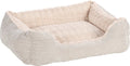 Flamingo hondenmand – hondenkussen – hondenbed – verona rechthoekig – beige – 65x50x20 cm – pluche mand met afneembare hoes en antislip bodem – wasbaar op 30°c