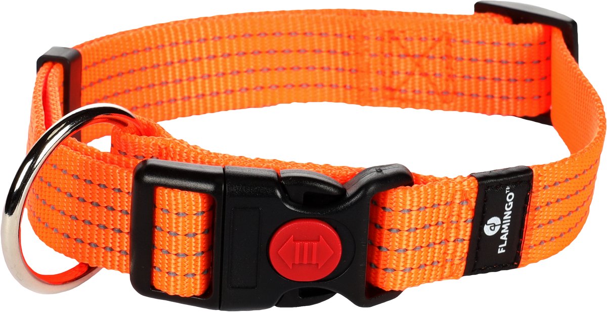 Flamingo len - halsband honden - halsband len oranje l 45-65cm 25mm - 1st - 125002 - 1st l