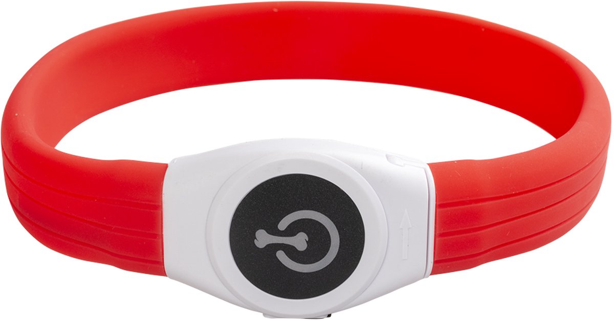 Duvo plus - dierenkleding - hond - flash light ring maxi usb silicon 45x2,5x1cm rood - 1st