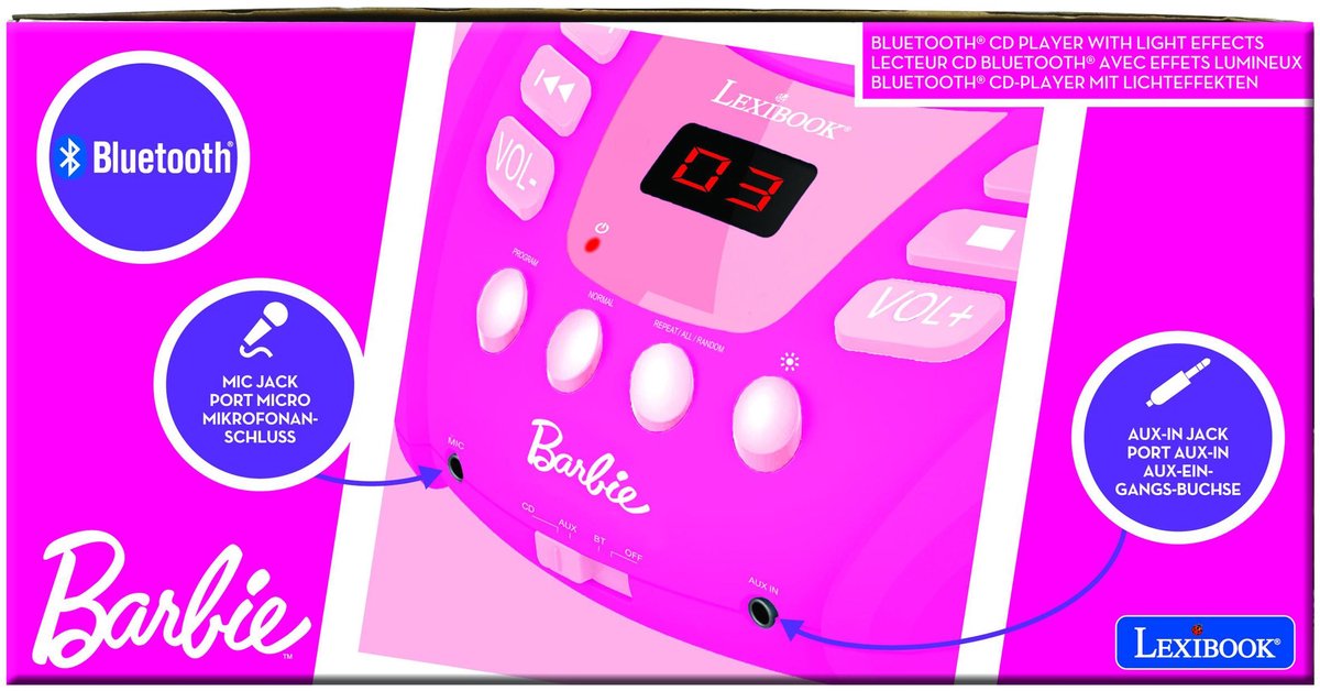 Lexibook barbie bluetooth cd player met lichteffecten