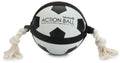 Beeztees action voetbal met touw - hondenspeelgoed - 19 cm