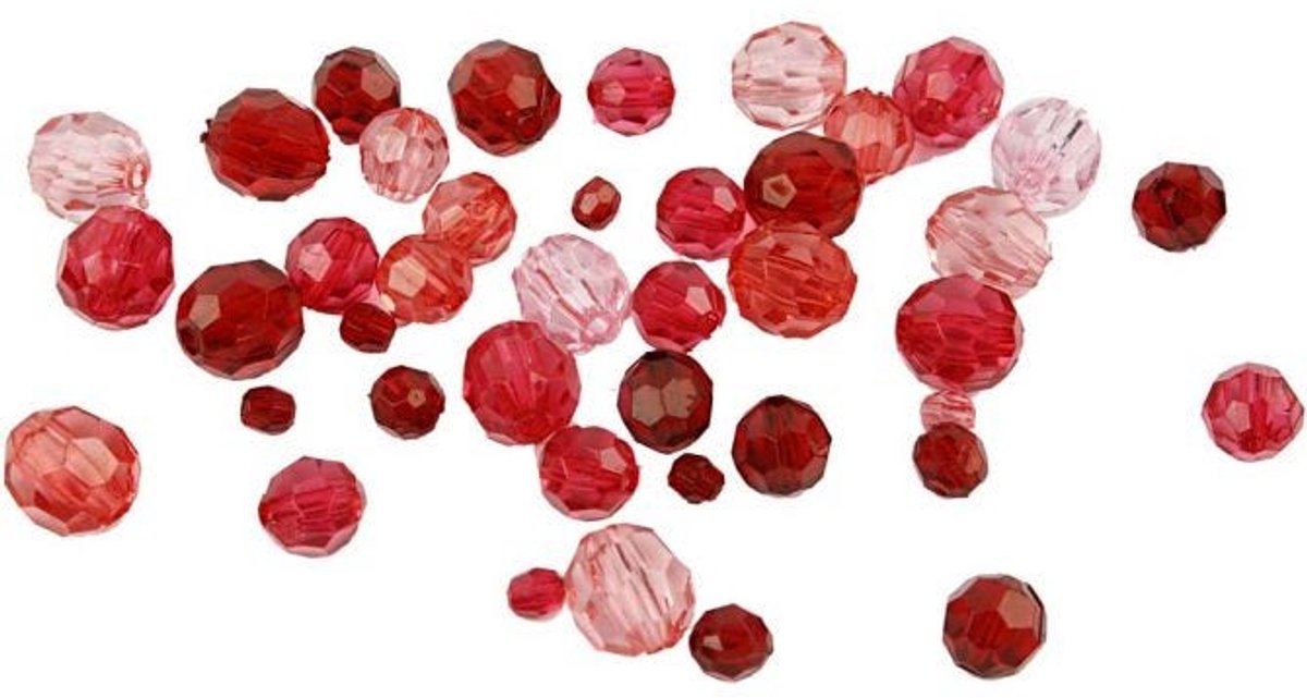 Creativ Company Facettierte Perlen mischen rote Harmonie, 45 Gramm