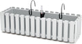 Prosperplast fence-look plantenbak - kunststof - 58x18x16 cm - wit - hangend - bloembak - binnen en buiten