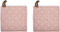 Merkloos sans marque tiseco myrna pannenlappen – katoen – set 2 stuks - 20x20cm – roze