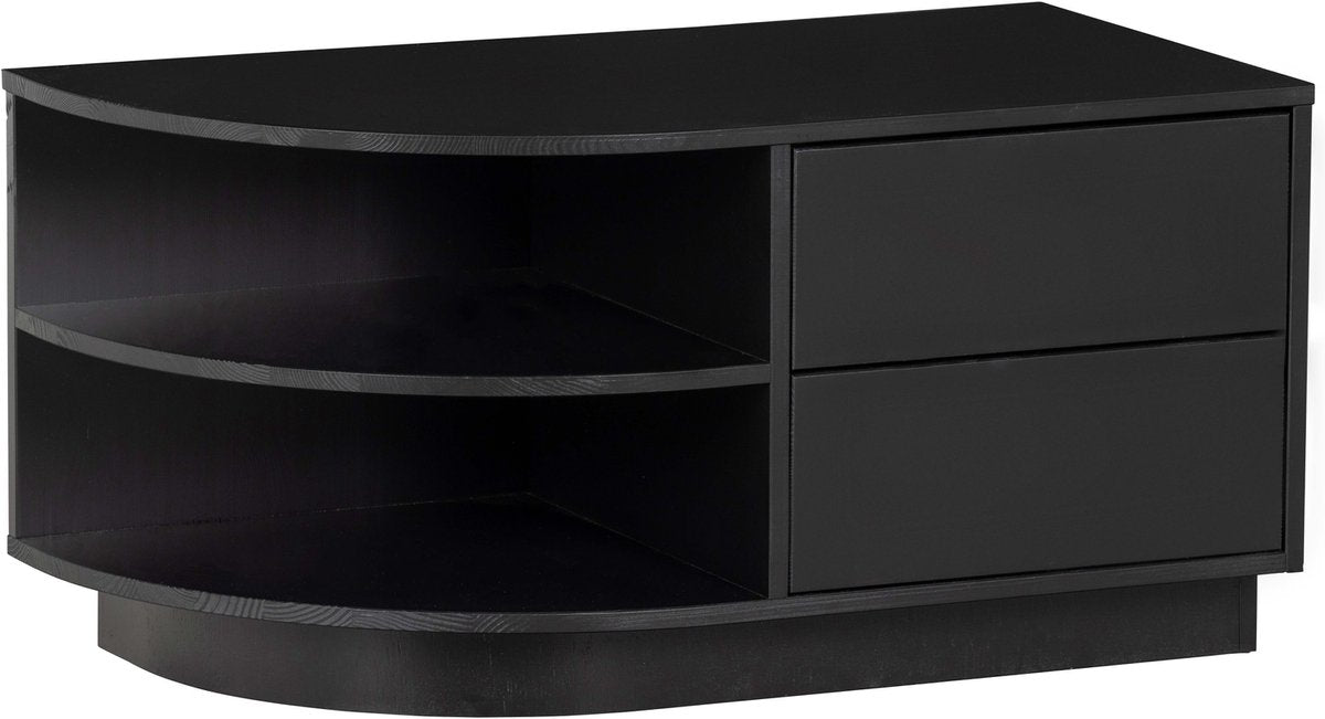Woood finca tv meubel rond links - zwart - 40x78x40