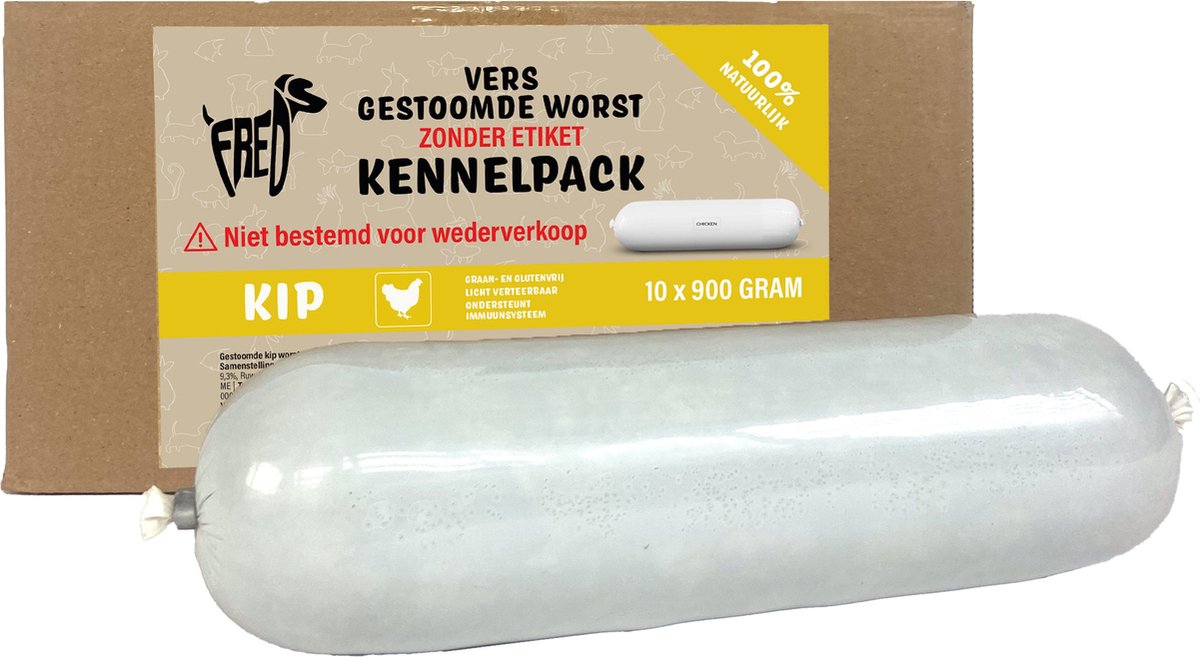 Freds gedämpfte Frischfleischwurst-Kennelpackung, Hühnchen, weizen- und glutenfrei