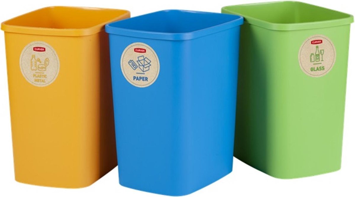 Curver set van 3x25l eco friendly scheidingsbakken