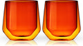 Viski aurora tumbler - dubbelwanding - glas - 266ml - 2 stuks - amber