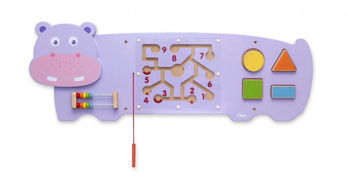 Vigatoys viga toys - nijlpaard - wandspeelbord - multi