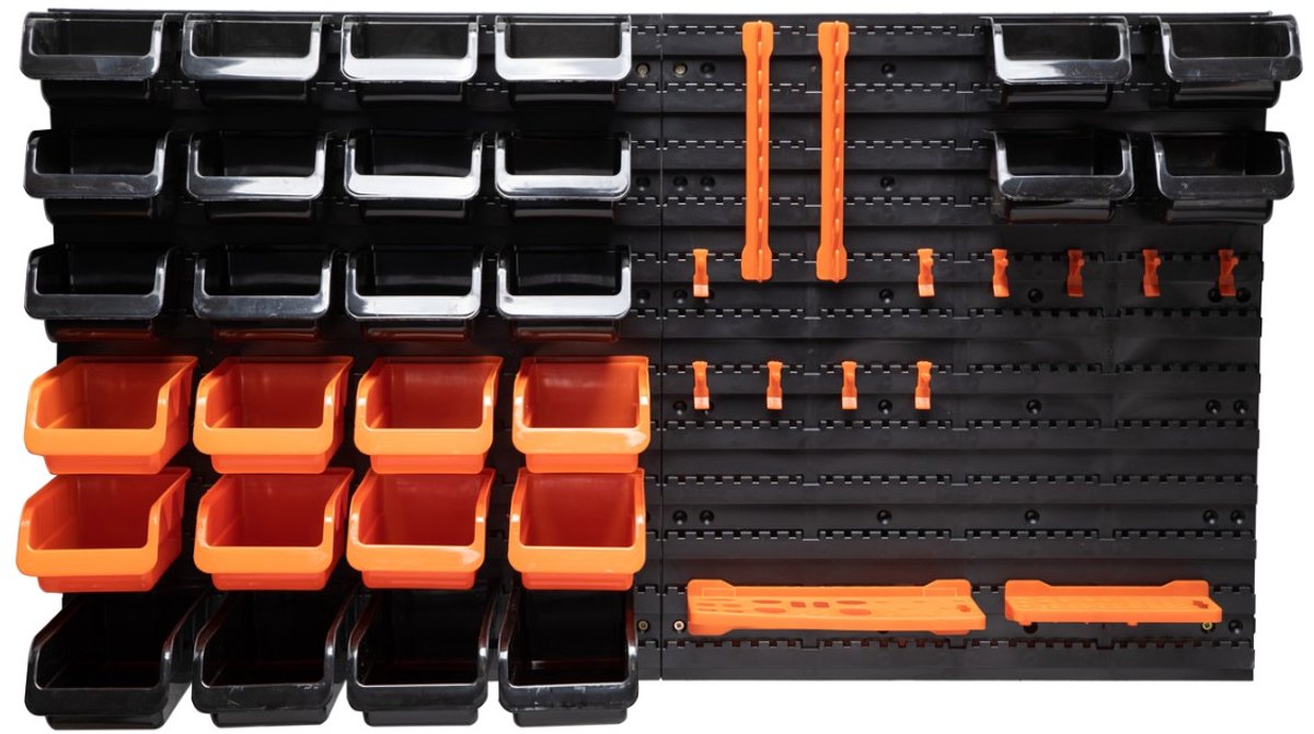 Black+decker gereedschapsbord met opbergbakjes en hangers - 98 x 23 x 43 cm - 43 onderdelen - gereedschapswand