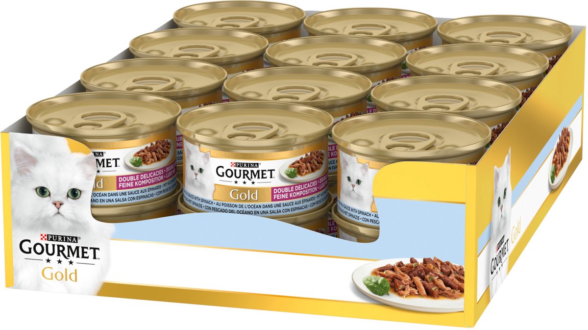 Gourmet Gold Luxus-Mix von Seefisch in Soße mit Spinat