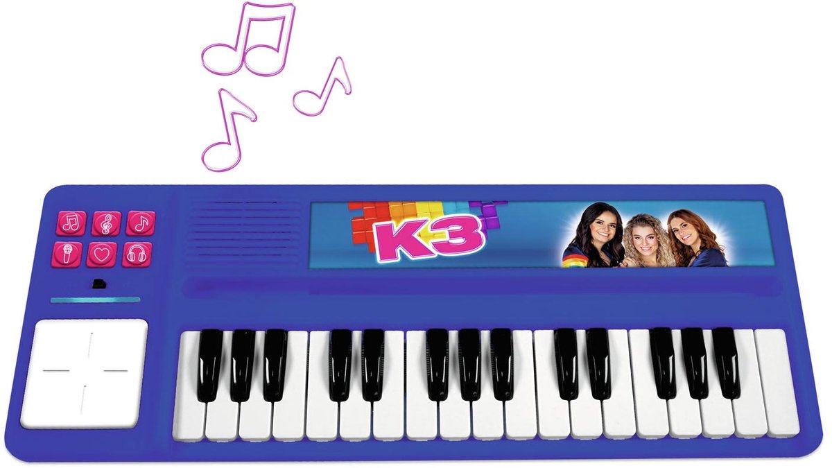 K3 speelgoedinstrument - piano met drumpad - met fragmenten van 5 liedjes - inclusief batterijen