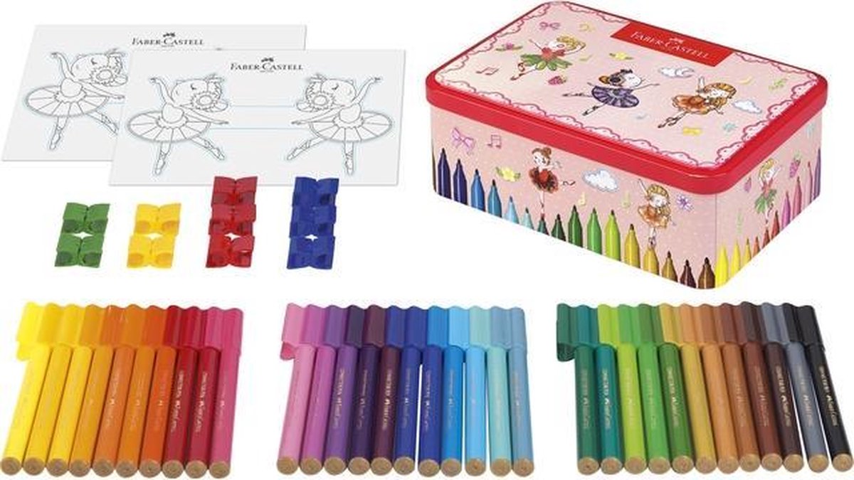Faber-castell viltstiften - connector - cadeauset - 33 stuks in ballerina blik - fc-155534
