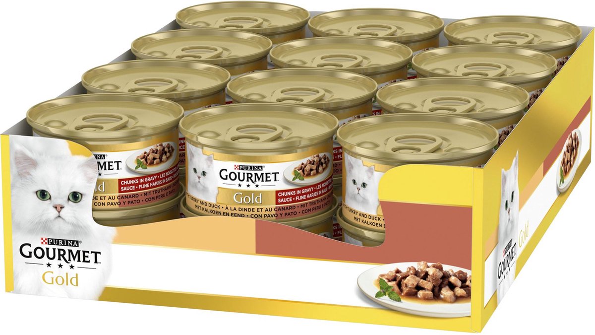 Gourmet gold fijne hapjes - 24 x 85 g - kalkoen eend - kattenvoer natvoer