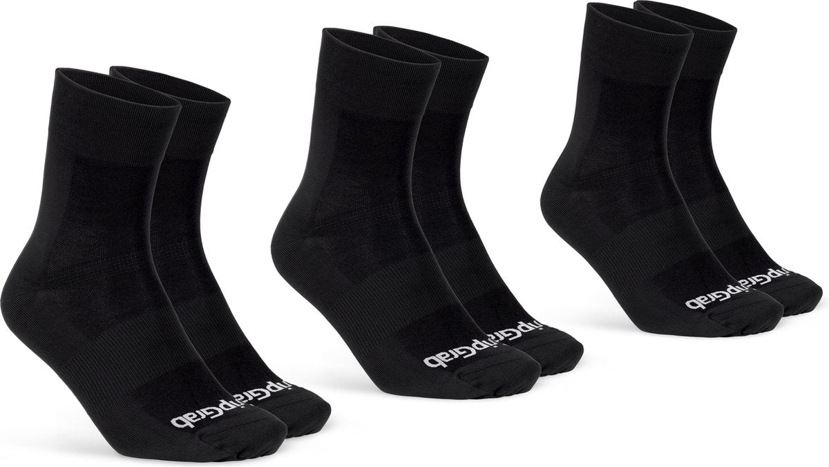Gripgrab - lightweight sl 3pack performance zomer fietssokken 3 paar coolmax wielersport sokken regular cut - zwart - unisex 44-47