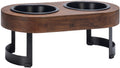 Designed by lotte mavira voerbak drinkbak hond - verhoogde dinerset eetbak waterbak hond - hout rvs - zwart - 2x800 ml