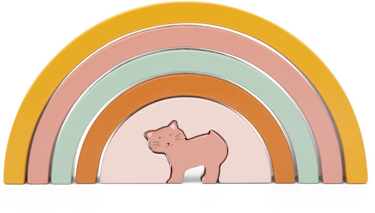 Trixie houten stapelregenboog mrs. cat - 12m+ - stapelspel – fsc® hout