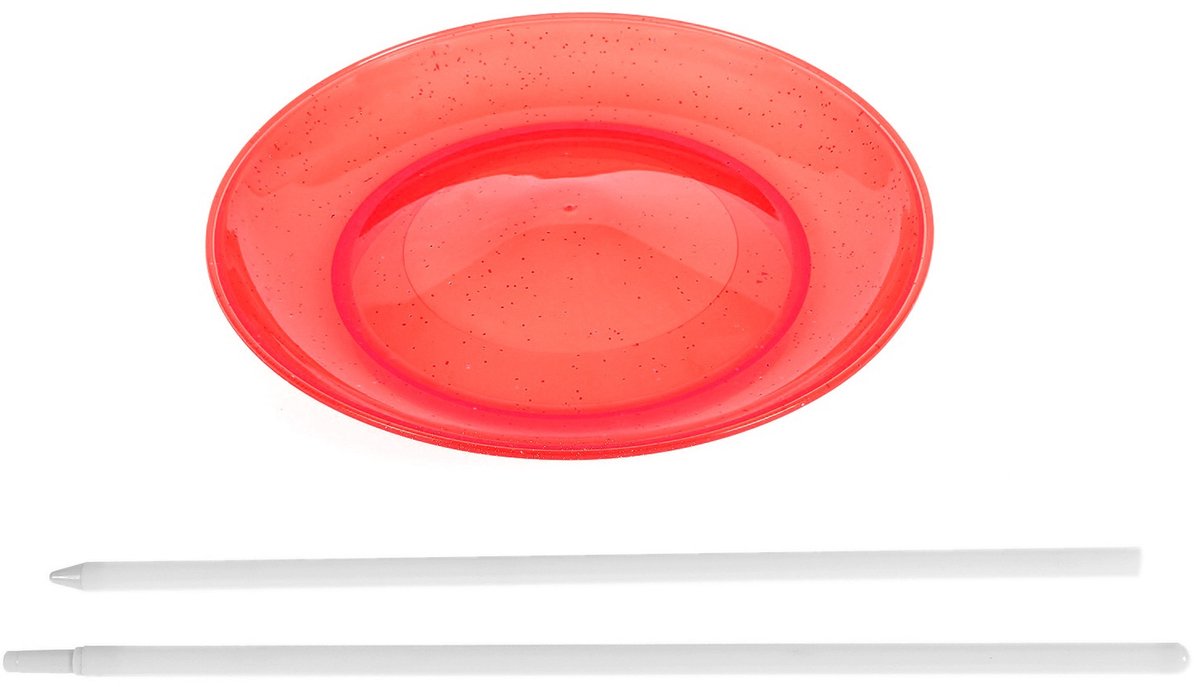 Acrobat set soft spinning plate red + hand stick - jongleerbord