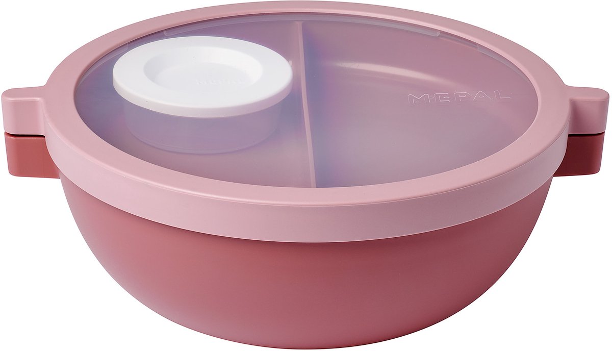 Mepal basic bento lunchbowl vita - 1.5 l - 4 vakken waarvan 2 uitneembare bakjes - bento box - salade lunchbox - vivid mauve