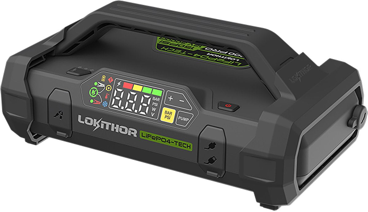 Lokithor jumpstarter ja3000 pro - 12v - 3000a – lithium ijzerfosfaatbatterij (lifepo4) – luchtcompressor 10 bar - 60 watt powerbank - led-zaklamp - connect max technologie