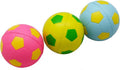 Engelhart mixballen soft foam – voetbalprint – blauw roze geel – 6,3 cm – set van 3 in net – zachte schuim ballen – mini speelballen – kindvriendelijk speelgoed –