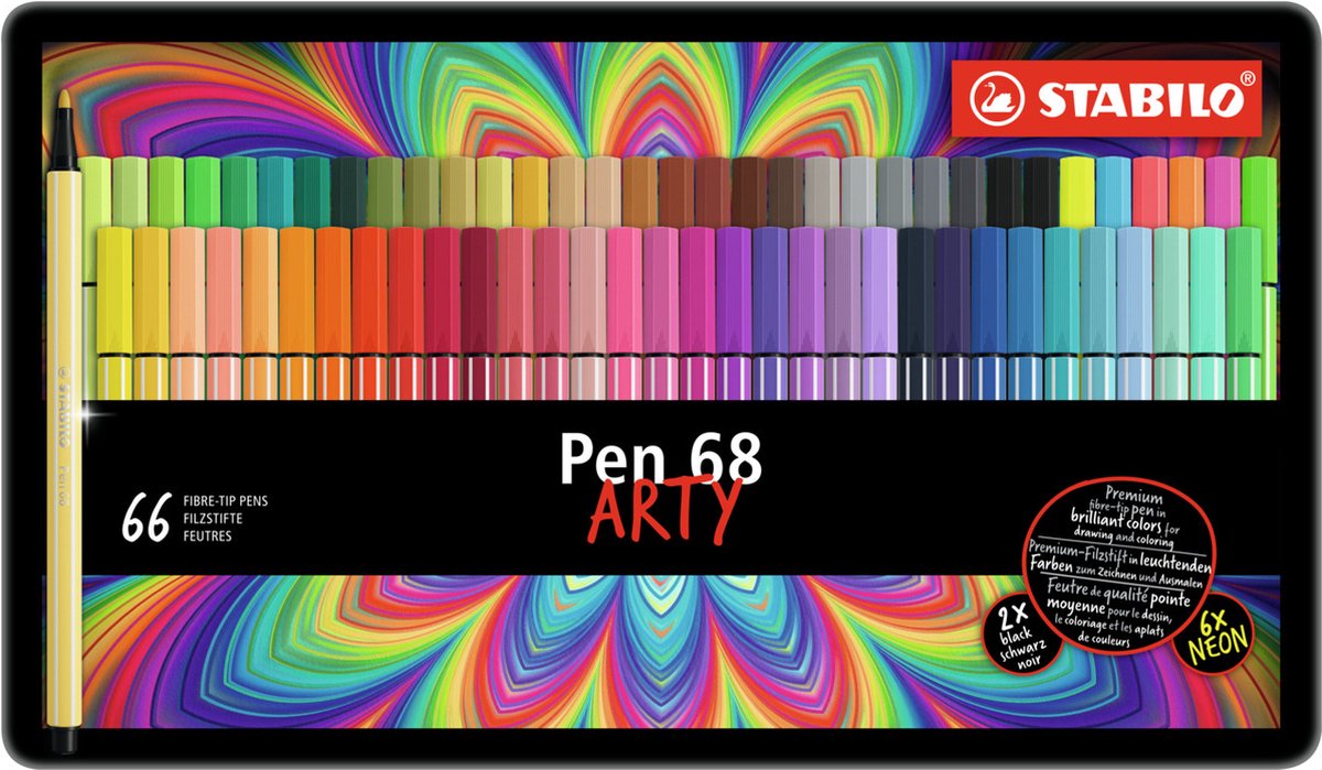 Stabilo Stift 68 - Filzstift - Arty - Metallset 65 Stück.