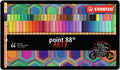 Stabilo point 88 - premium fineliner - fine 0,4 mm - metalen etui met 66 stuks - met 65 verschillende kleuren