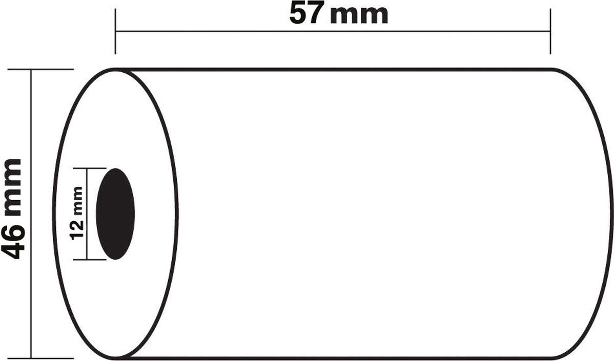 Exacompta thermische rekenrol ft 57 mm, d +-46 mm, asgat 12 mm, lengte 24 m, pak van 10 rollen