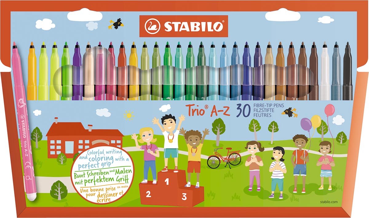 Stabilo viltstift trio a-z 378 30 assorti etui à 30 stuks