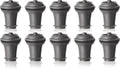 Vacuvin vacu vin wijnstoppers set van 10 – reserve afsluitdoppen voor wine saver – herbruikbaar – grijs