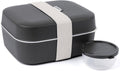 Amuse bento lunchbox 3-in-1 charcoal - brooddoos met elastiek en lekvrij sauspotje - broodtrommel - bpa-vrij - zwart - 900ml + 600ml + 85ml