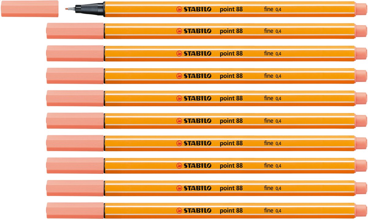 Stabilo point 88 - premium fineliner - fine 0,4 mm – abrikoos oranje – doos 10 stuks